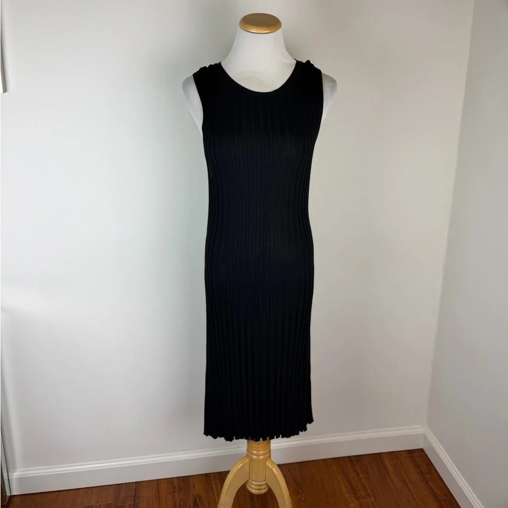 DISSH The Sienna Knit Ribbed Mini Bodycon Dress in Black, size L